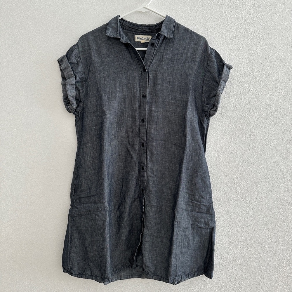 Madewell denim chambray button up dress size small